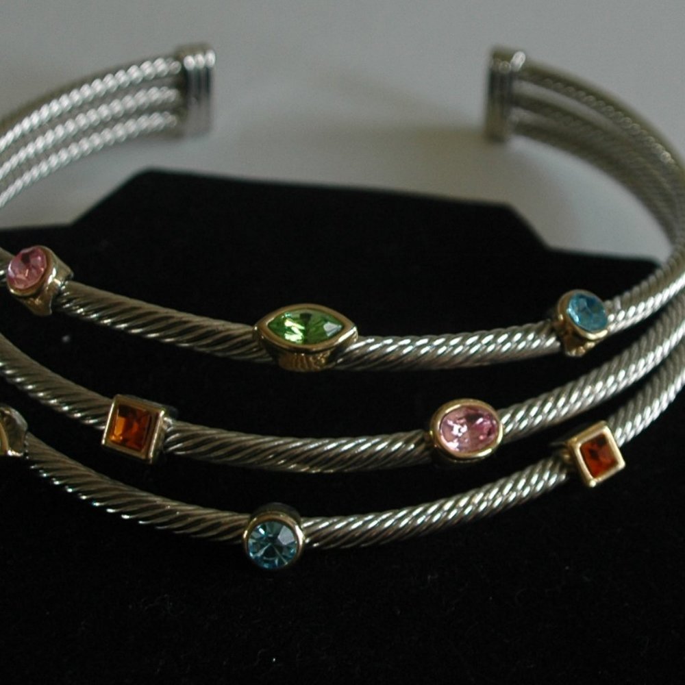 Three Strand Metal Choker with Faux Stones